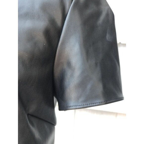 Design Lab Faux Leather Top Black Detailed Hem XS - Picture 3 of 7